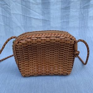 Vintage leather woven crossbody